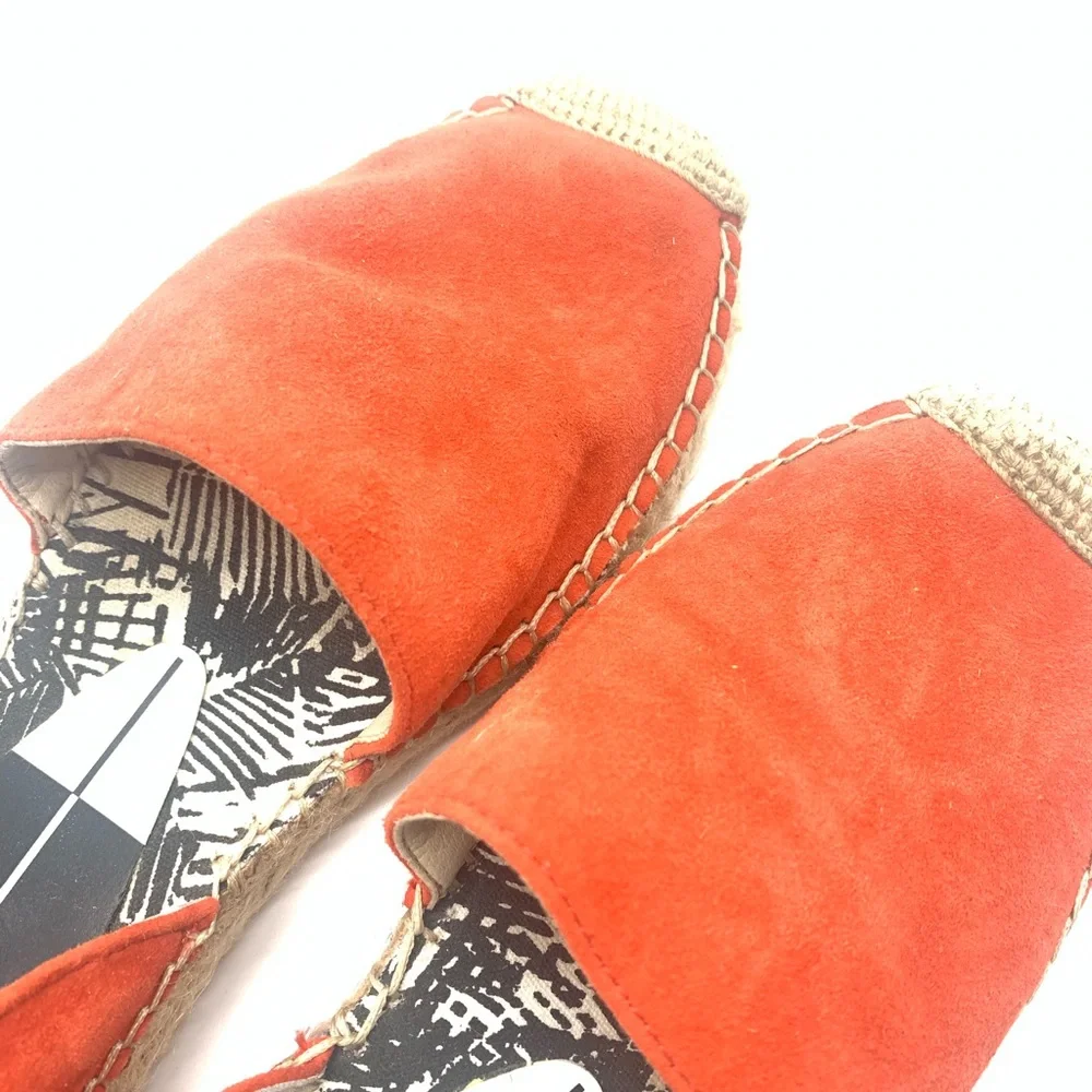 SH2 Dolce Vita Orange Suede Espadrille Flats Dorsay Slip On Shoes Womens 6.5